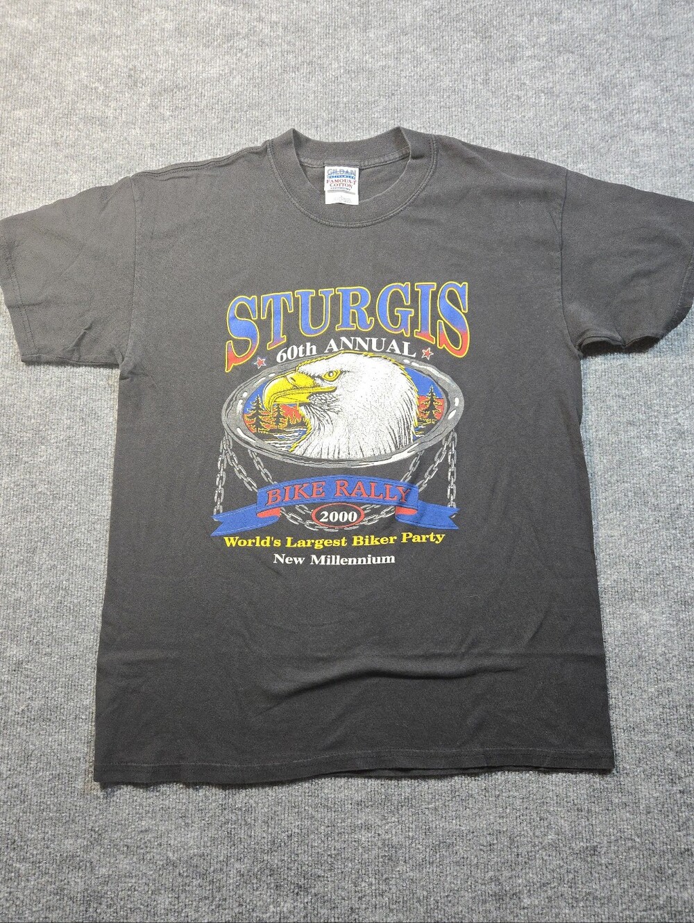 Vintage 2000 Sturgis 60th Annual Bike Rally T-Shirt Men's Large Black Eagle